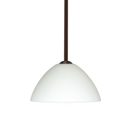 Besa Lighting Tessa Stem Pendant, White, Bronze Finish, 1x9W LED 1TT-420107-LED-BR